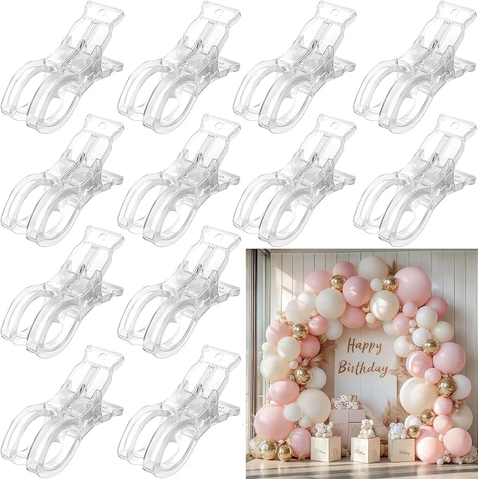 12 Pack Large Balloon Arch Clips, Transparent Spring Clamps by YOUFANGE