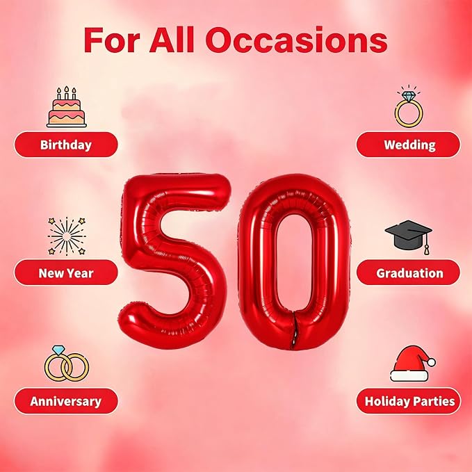 Number Balloons Red Party Balloon - Image 5