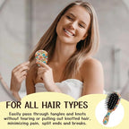 Mini Hair Brush,Cute Detangling Travel Hair Brush,Soft Bristles for Effortless Tangle Removal,Detangler Hairbrush for Women Men Boys Girls Kids Wet Dry All Hair Types (Colorful Bohemian Flowers, Mini)