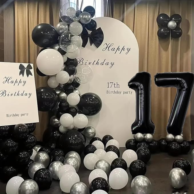 Number Balloons Black Party Balloon - Image 5