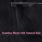 YoungSee Tape in Hair Extensions Real Human Hair Black Tape in Extensions Human Hair 24 Inch Jet Black Invisible Tapein Hair Extension 20pcs for Long Hair 50g Tapes ins Hair Extension Soft and Shiny