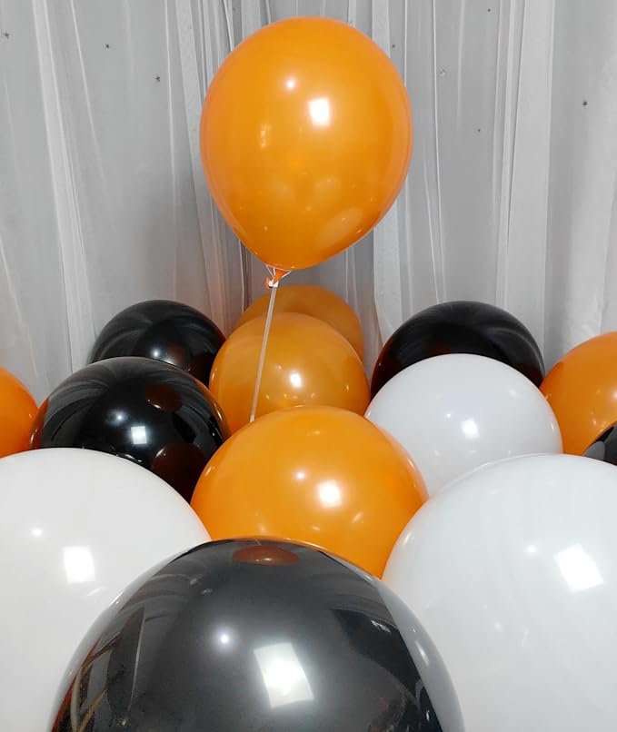 90 Pack Black White Orange Balloons 18 inch Latex Party Balloon Bulk - Image 4