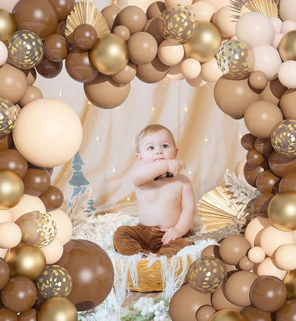 150PCS Neutral Brown Balloons Garland Arch Kit Different Size Nude Balloons | - Image 3