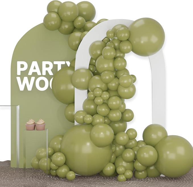 PartyWoo Sage Green Balloons 100pcs Olive Boho Green Color 36 Inch | 36 18 12 by PartyWoo