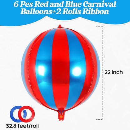 Metallic Red and Blue Foil Balloons, - Image 2