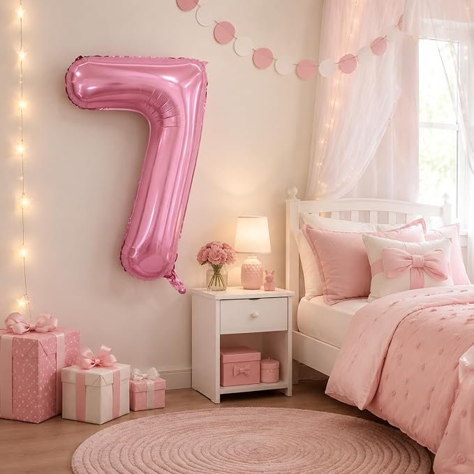40 Inch Pink Number 7 Balloon, Giant Number Balloons, Birthday Decorations | - Image 4