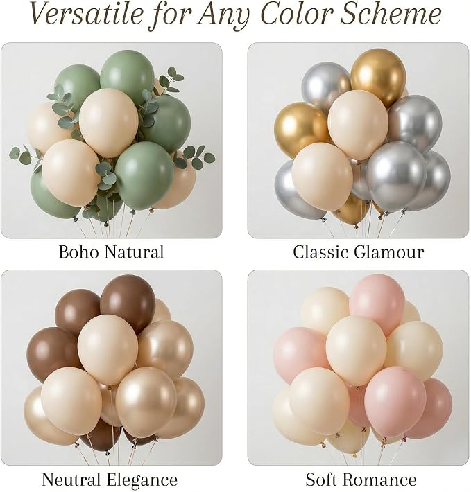40pcs White Sand Balloons 12 Inch, Matte Neutral Cream Beige Latex Balloons | - Image 3