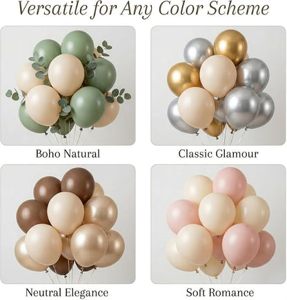 40pcs White Sand Balloons 12 Inch, Matte Neutral Cream Beige Latex Balloons | - Image 3