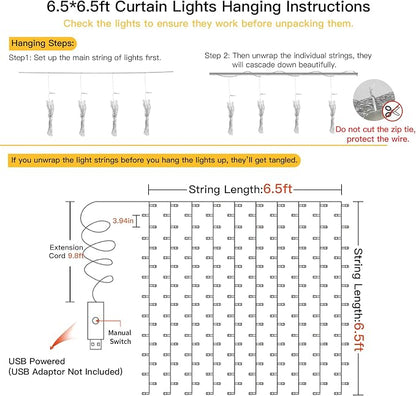 200 LED Curtain Lights Fairy Lights - Image 6