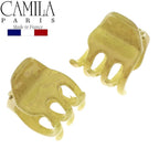 Camila Paris CP2926 French Hair Clip for Women, Small Set of 2 Green Gold Girls Hair Claw Clips Jaw. Fashion Durable Styling Hair Accessories for Women, Strong Hold No Slip Grip, Made in France