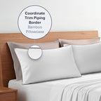 Kickoff Viscose Bamboo Pillowcase, King, Set of 2, 100% Organic Hidden Zippered Viscose Bamboo Pillow Case King Size, Cooling Pillow Cover for Hot Sleepers (20"x40", Trimmed, Grey Mist)