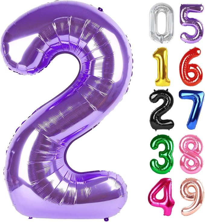 Purple Number 2 Balloon 40 Inch, 2nd Birthday Party Decorations Men Women | by IWERP