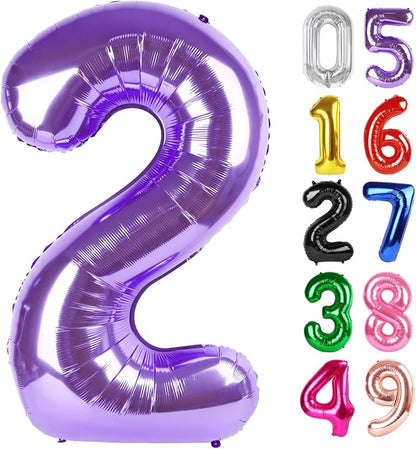Purple Number 2 Balloon 40 Inch, 2nd Birthday Party Decorations Men Women | by IWERP