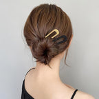 6Pcs Metal French Hair Pins for Women U Shape Sticks 3.9 Inch Vintage Fork for Hairstyle Accessories(Black/Gold)