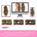 ALXNAN Ponytail Extension,18 Inch Claw Clip in Long Curly Wavy Chocolate Brown with Highlights Ponytail Hair Extension Jaw Clip on Pony Tails Hairpiece for Women