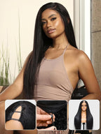 YIROO EasiContour V Part Wigs Human Hair Yaki Straight Human Hair Wigs No Leave Out Glueless Upgraded U Part Wigs for Women V Shape Clip in Vpart Wig No Sew in No Glue Beginner Friendly 20 inch