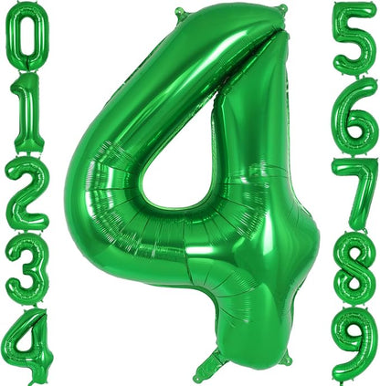 Dark Green Number 4 Balloon 40 Inch, Big Large Foil Helium Number Balloons by AIQINHU