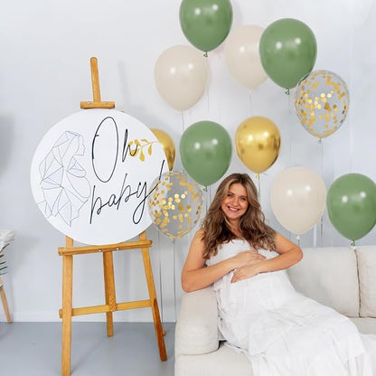 68Pcs Balloons Kit 12 Inch, Sage Green Balloon Sand White Metallic Gold Balloon - Image 5