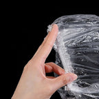 200 PCS Disposable Shower Caps – Large, Thickened & Waterproof Plastic Hair Bath Caps for Women & Men – Reusable Travel Essentials for Spa, Hotel, Salon, Home & Deep Conditioning (18.1 Inches, Clear)