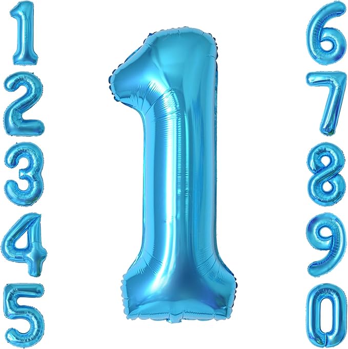 Light Blue Number 1 Balloon 40 Inch, Foil Numeral by Unknown