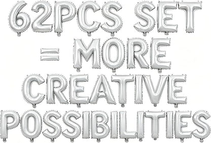 62 Pcs White Letter Balloons, Custom 2 Set A-Z Set by GOGAKIE