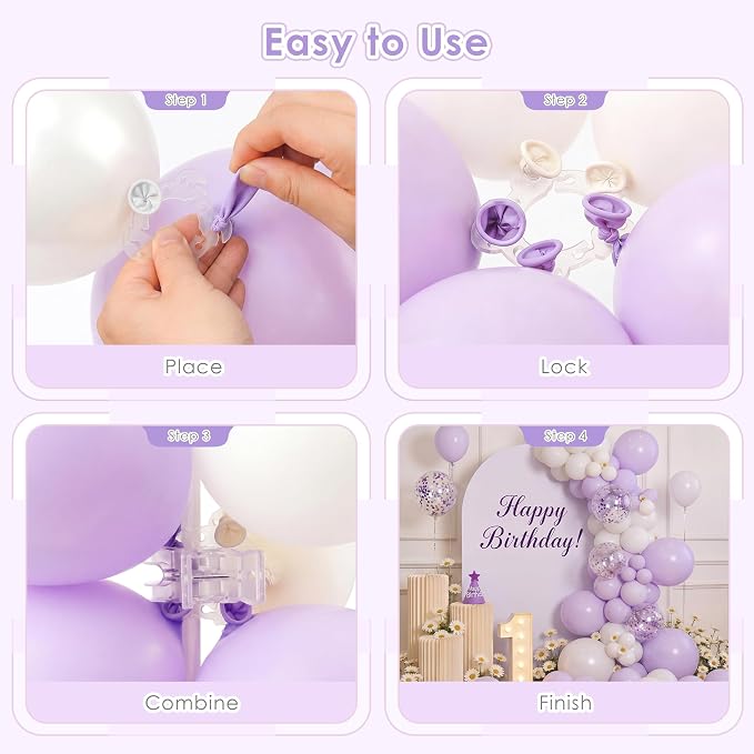 RELBRO Spring Clamps with Balloon Clips Set, 3.5 Inch, 50 Flower-shaped Balloon - Image 6