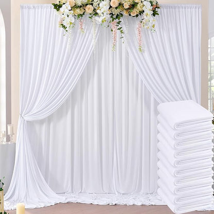 50ft x 8ft Wrinkle Free White Backdrop Curtains by ENJOYYOURPARTY
