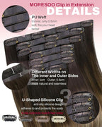 Moresoo Seamless Hair Extensions Clip in Dark Brown to Blonde Ombre Clip in Human Hair Extensions for Short Dark Brown to Medium Blonde with Golden Blonde 120g/7pcs 14in