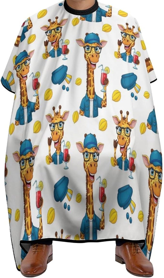Full Coverage Professional Salon Cutting Barber Hairdressing Cape, Dyeing Salon Apron Cute and Funny Giraffe Hair Cutting Cloak for Hair Cutting Styling