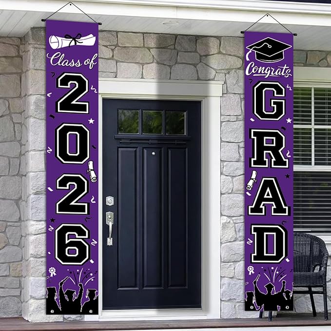 Graduation Banner Class of 2026, Congrats Grad Decorations by LINHAXM