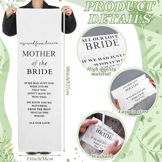 HunnmingRe Bride Mother Wedding Memorial Reserved Chair Sign Banner in Loving - Image 2
