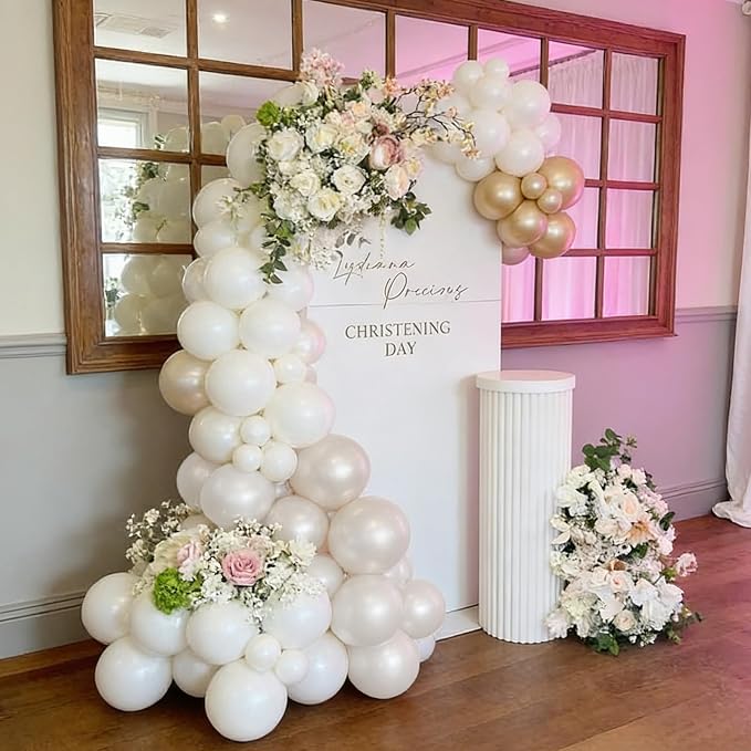 50pcs 12 Inch Pearl White Latex Balloons | Premium Pearl Balloon Kit - Image 5