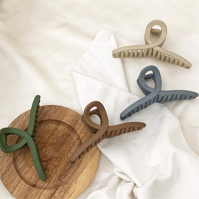 Big Matte Jaw Large Butterfly Hair Clips - No Slip Strong Hold Barrettes and Clamps, 4 Pcs for Christmas, Valentine's and Mother's Day Gifts