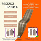 Full Shine Blonde Tape in Hair Extensions 18Inch Real Hair Extensions Human Hair Double Sided Tape in Extensions 20 Pcs 6 Chestnut Brown Ombre to 60 Platinum Blonde Highlighted 6 Adhesive Tapes 50Gram
