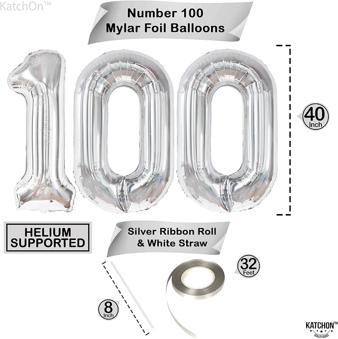 Katchon, Large Silver 100 Balloon Number - Image 4