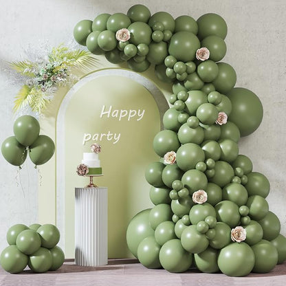RUBFAC Sage Green Balloons 87pcs Different Sizes 18 12 10 5 Inches, Olive Green by RUBFAC