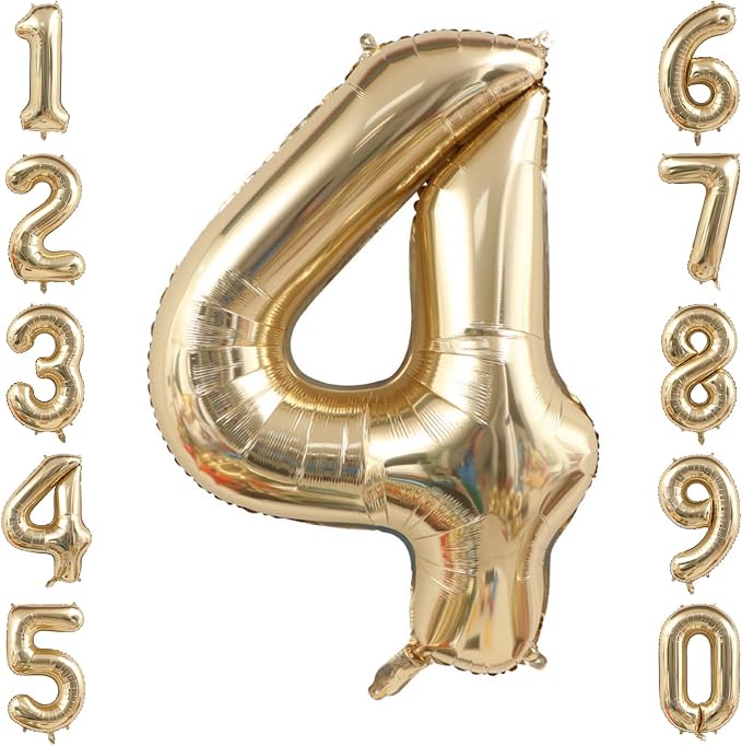 White Gold Number 4 Balloon 40 Inch, Metallic Foil Numeral by Unknown