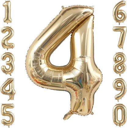 White Gold Number 4 Balloon 40 Inch, Metallic Foil Numeral by Unknown