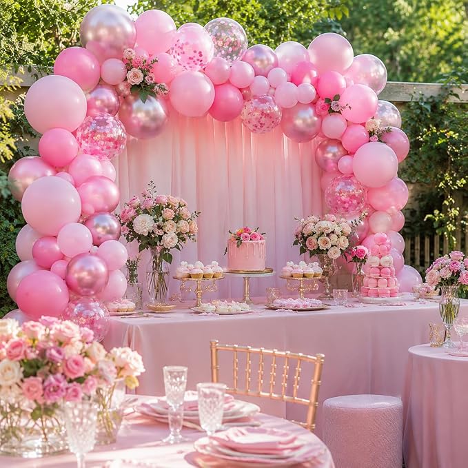 Metallic Chrome Pink 52 PCS 12 Inch Latex Balloons - Image 5