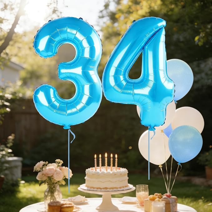 40 Inch Number 34 Balloons for 34th Birthday Party Decorations, 0-100 Jewelry - Image 3