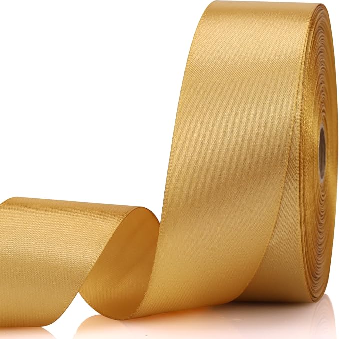 1-1/2 Inch 60 Yards Champagne Gold Solid Satin Ribbon by Unknown