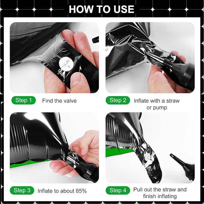 Black and Green Square Foil Balloons 25 Pcs Metallic Black and Green Balloons - Image 2
