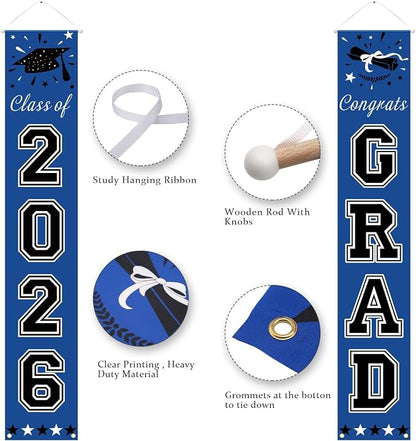 DAZONGE 2026 Graduation Decorations Blue, Congrats Grad Porch Banner - Image 4