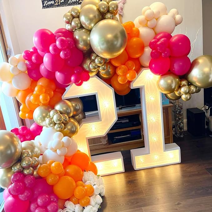 Pink and Orange Balloon Arch Kit, ADOINBY 161Pcs Hot Pink Orange Metallic Gold - Image 7