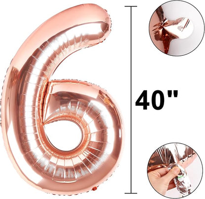 40 Inch Rose Gold Number 60 Balloons Foil Digital Helium Number Balloons - Image 5