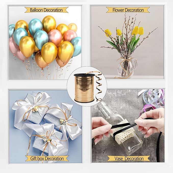 500 Yards Curling Ribbon, 1/5 Inch Shiny Champagne Gold Ribbon, Balloon String - Image 4