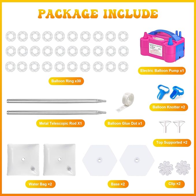 IDAODAN 2 Set Balloon Column Kit and Balloon Pump Electric, Balloon Column Stand - Image 5
