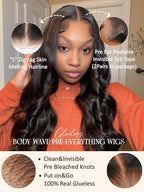Julia Hair Body Wave Glueless 13x4 Lace Front Wigs Human Hair 12A Pre Cut Lace Frontal Wig Pre Bleached Bye Bye Knots Pre Everything Put on and Go 180% Density Fast Wear Wigs Natural Color 20 Inch