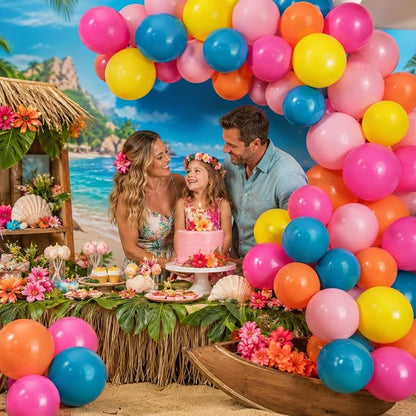 Tropical Balloons, 12 Inch Summer Hawaiian Balloons, Hot Pink Orange Teal Pink - Image 5