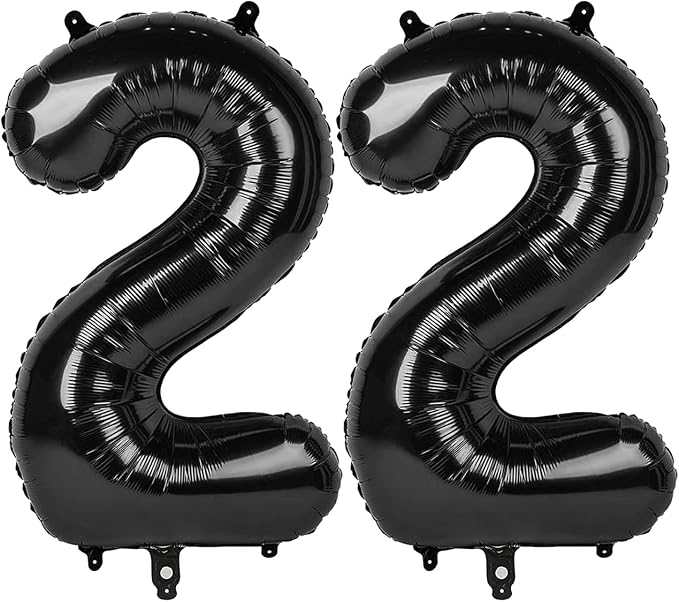 22 Balloon - Black Birthday Number Balloons, 40 Inch Decorations Men Women | by ALPHADELTAPI